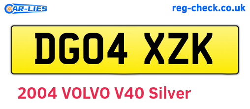 DG04XZK are the vehicle registration plates.