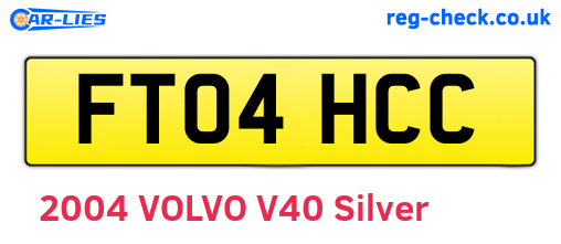 FT04HCC are the vehicle registration plates.