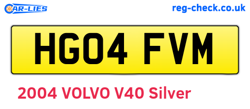 HG04FVM are the vehicle registration plates.