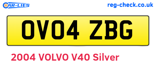 OV04ZBG are the vehicle registration plates.