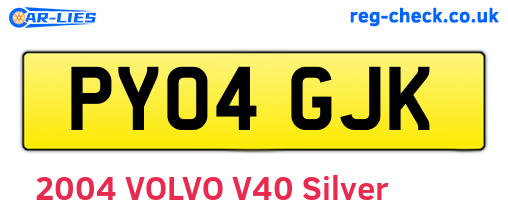 PY04GJK are the vehicle registration plates.
