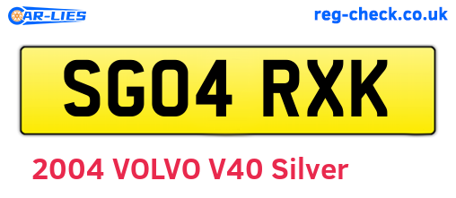 SG04RXK are the vehicle registration plates.