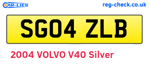 SG04ZLB are the vehicle registration plates.