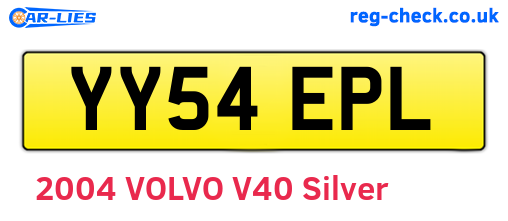 YY54EPL are the vehicle registration plates.