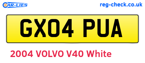 GX04PUA are the vehicle registration plates.