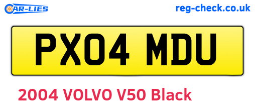 PX04MDU are the vehicle registration plates.