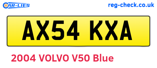 AX54KXA are the vehicle registration plates.