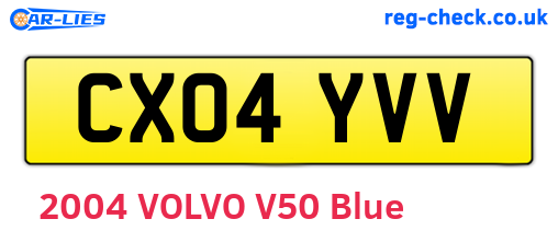 CX04YVV are the vehicle registration plates.