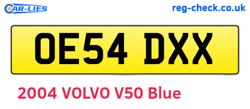 OE54DXX are the vehicle registration plates.
