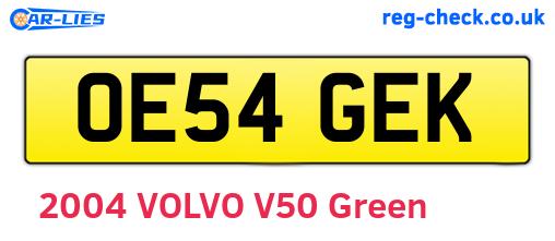 OE54GEK are the vehicle registration plates.