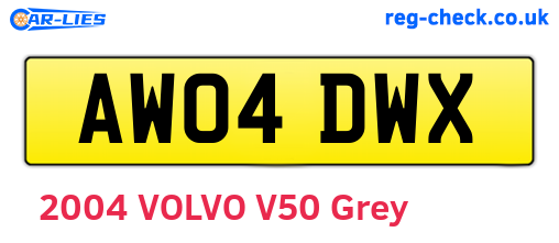 AW04DWX are the vehicle registration plates.