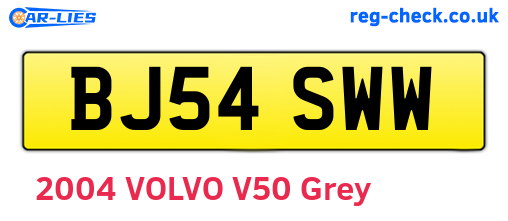 BJ54SWW are the vehicle registration plates.