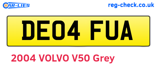 DE04FUA are the vehicle registration plates.