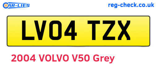 LV04TZX are the vehicle registration plates.