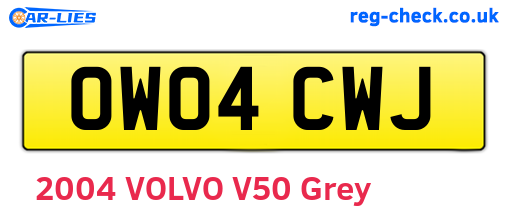 OW04CWJ are the vehicle registration plates.