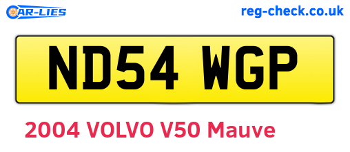 ND54WGP are the vehicle registration plates.