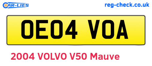 OE04VOA are the vehicle registration plates.