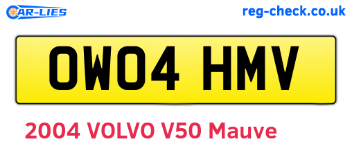 OW04HMV are the vehicle registration plates.