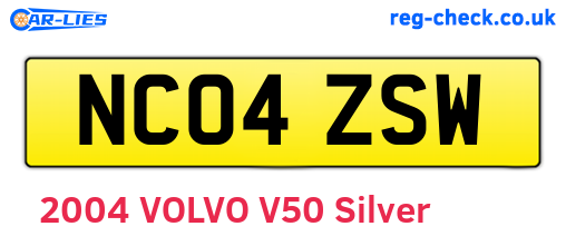 NC04ZSW are the vehicle registration plates.