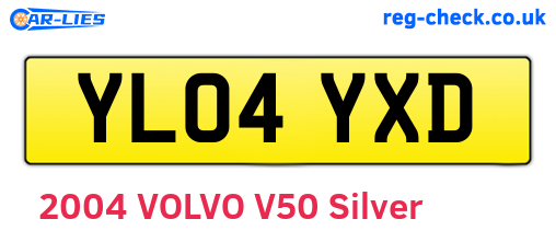 YL04YXD are the vehicle registration plates.