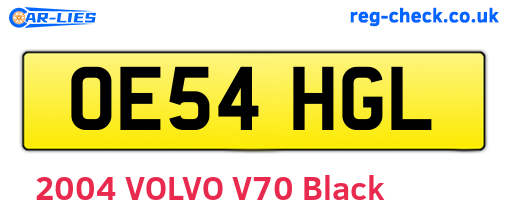 OE54HGL are the vehicle registration plates.