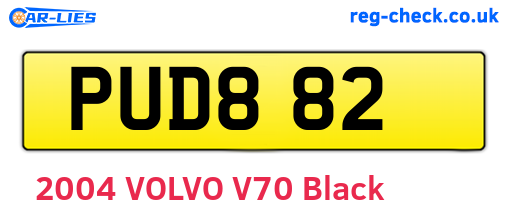 PUD882 are the vehicle registration plates.