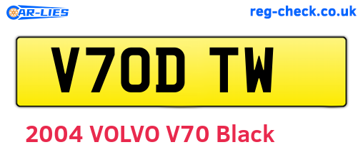 V70DTW are the vehicle registration plates.