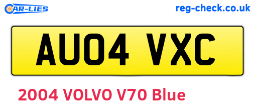 AU04VXC are the vehicle registration plates.