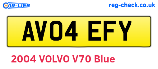 AV04EFY are the vehicle registration plates.