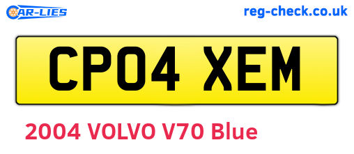 CP04XEM are the vehicle registration plates.