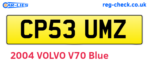 CP53UMZ are the vehicle registration plates.