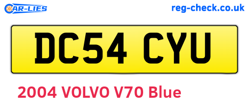 DC54CYU are the vehicle registration plates.