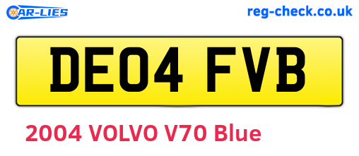 DE04FVB are the vehicle registration plates.