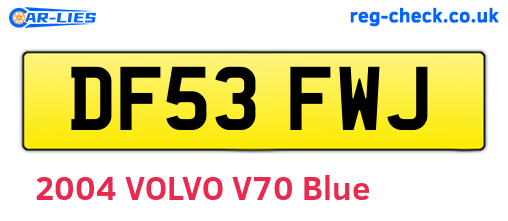 DF53FWJ are the vehicle registration plates.