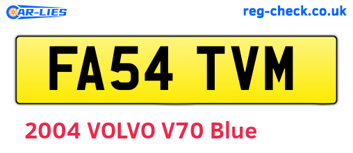 FA54TVM are the vehicle registration plates.