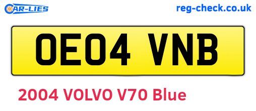 OE04VNB are the vehicle registration plates.