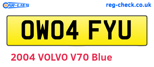 OW04FYU are the vehicle registration plates.