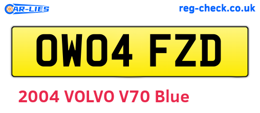 OW04FZD are the vehicle registration plates.
