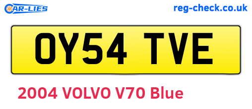OY54TVE are the vehicle registration plates.