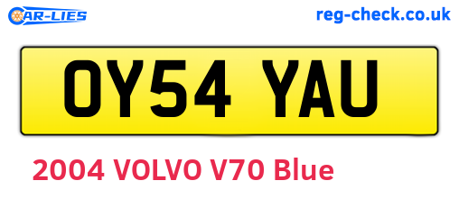 OY54YAU are the vehicle registration plates.