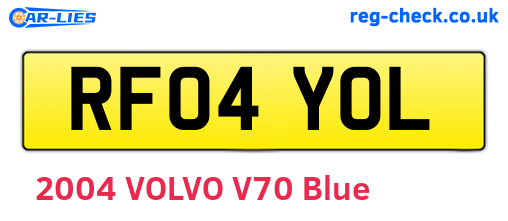 RF04YOL are the vehicle registration plates.