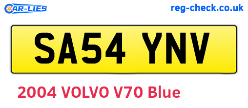 SA54YNV are the vehicle registration plates.