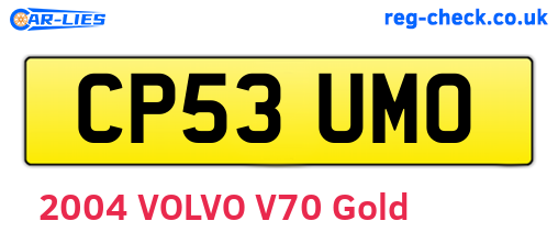 CP53UMO are the vehicle registration plates.