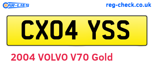 CX04YSS are the vehicle registration plates.