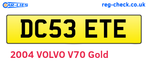 DC53ETE are the vehicle registration plates.