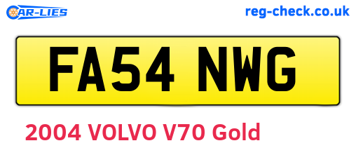 FA54NWG are the vehicle registration plates.