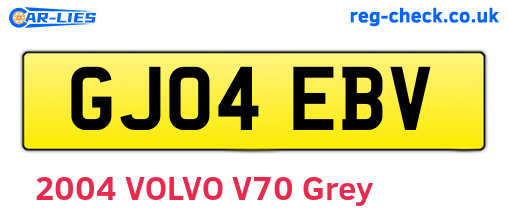 GJ04EBV are the vehicle registration plates.