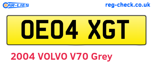 OE04XGT are the vehicle registration plates.