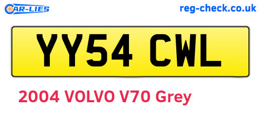 YY54CWL are the vehicle registration plates.