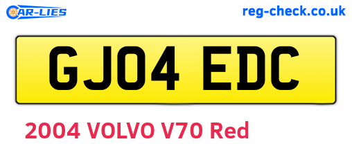 GJ04EDC are the vehicle registration plates.
